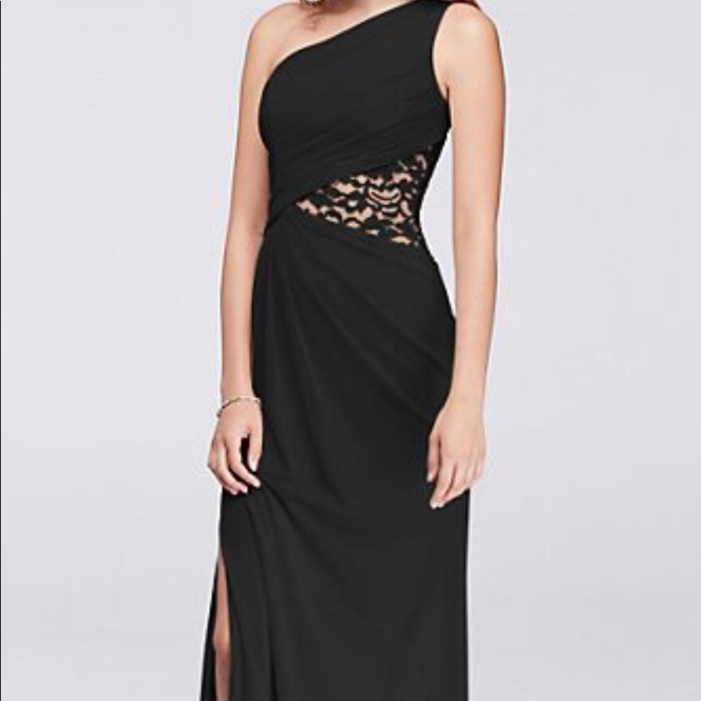 David’s Bridal One-Shoulder Mesh Dress